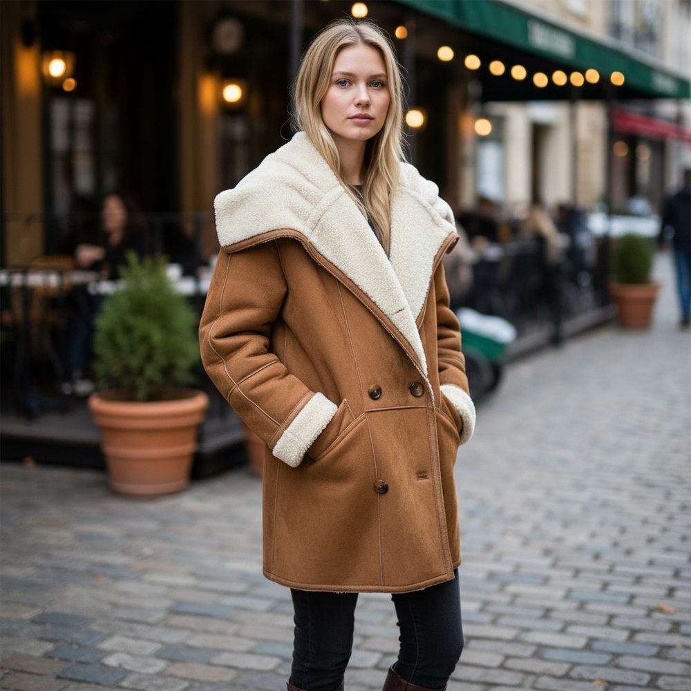 GENUINE Lamb Shearling Coat elegant and fun